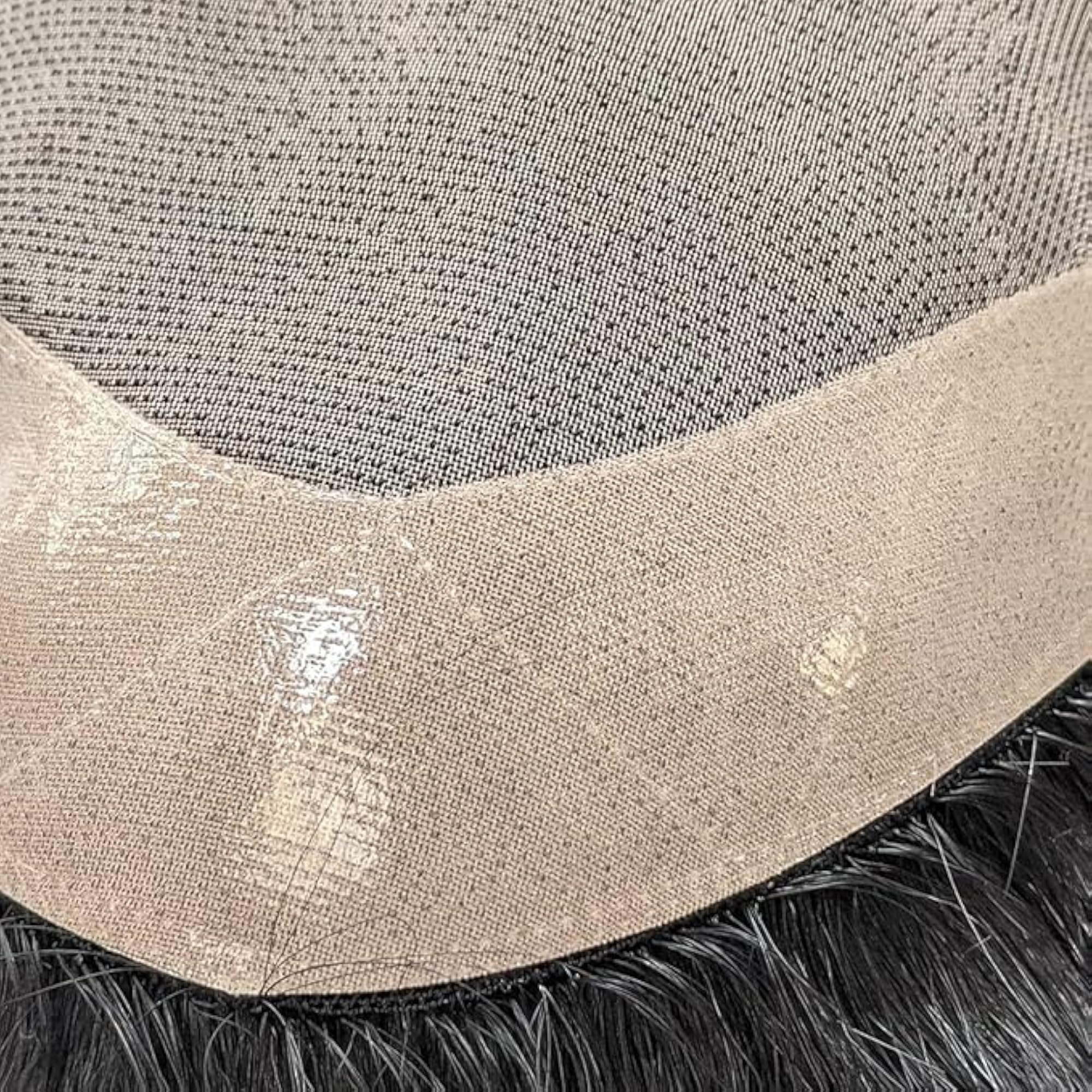 Natural Black Hair Patch with PU Strip for Real Feel